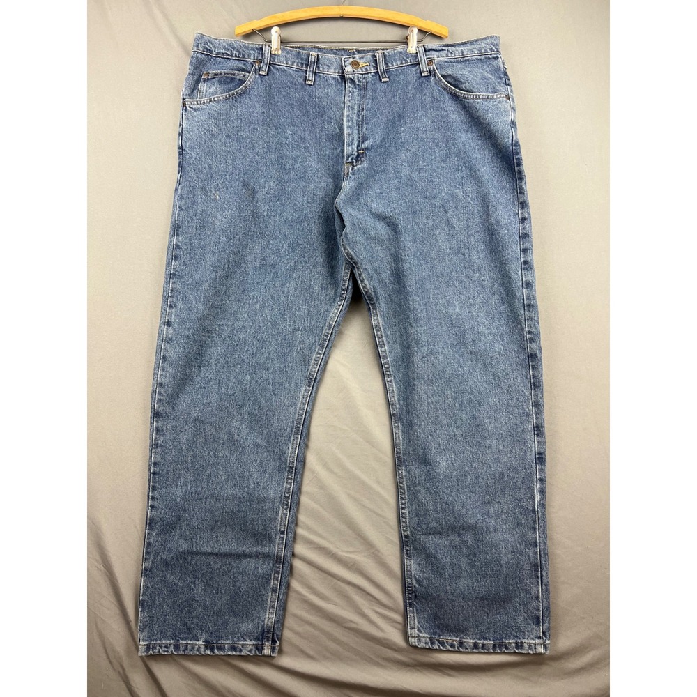 Wrangler Jeans Mens 46x30 Premium Quality Straight Leg Blue Denim Good